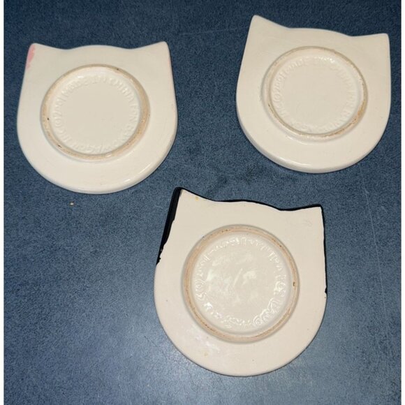 Set Of 3 Ceramic Cat Face Coasters - Picture 2 of 3